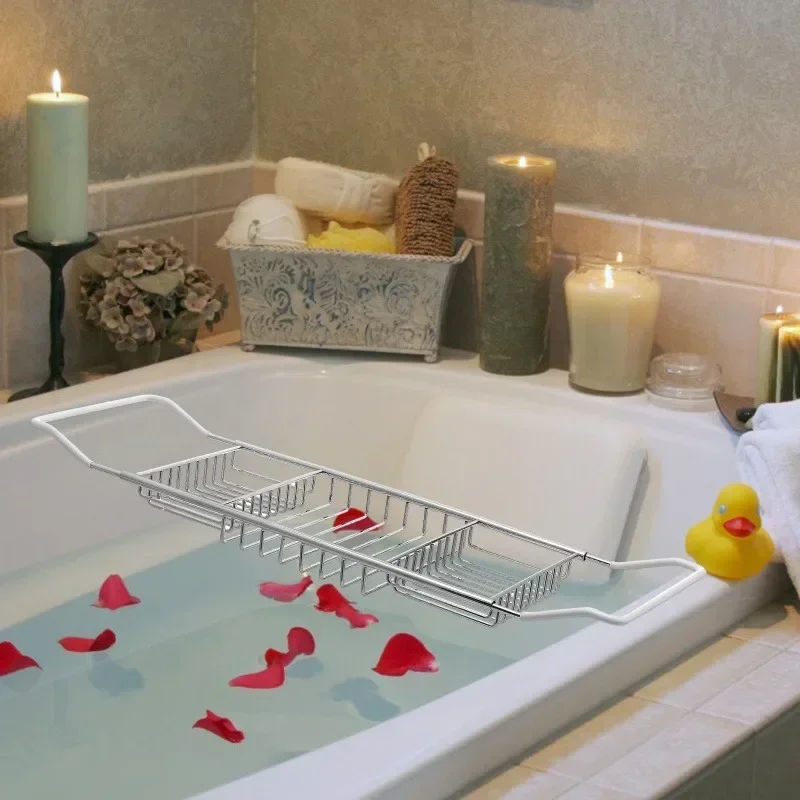 Bathtub Shelf Storage Holder Rack Expandable Bath Table Shelf Over Bath Tub Racks Optional Stand