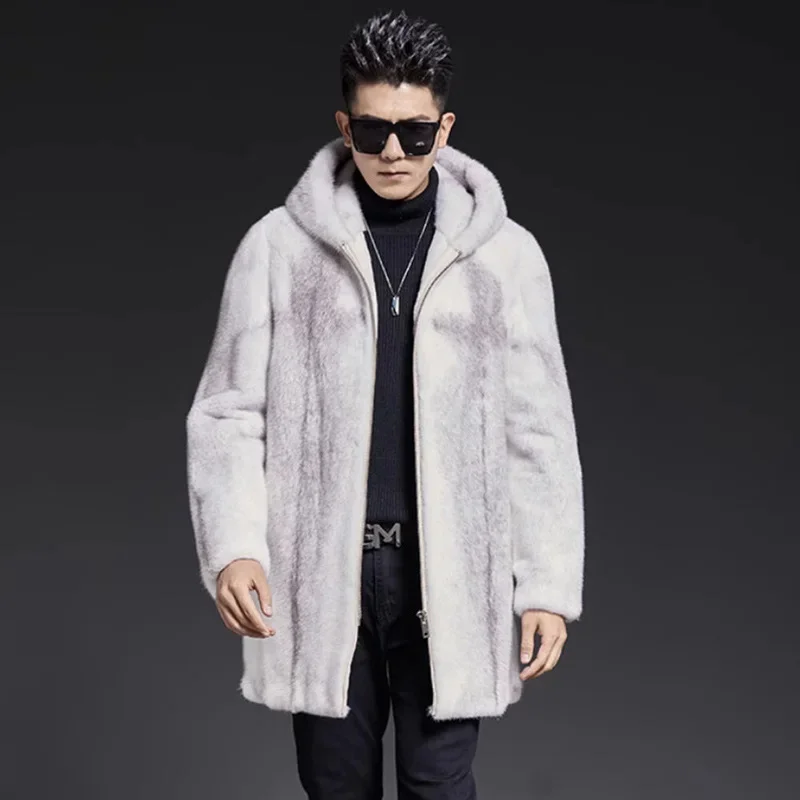 

Opulent Brands Winter Jacket Warm Faux Fur Coat Men Hooded Thick Plus Size Zipper Designer Clothing