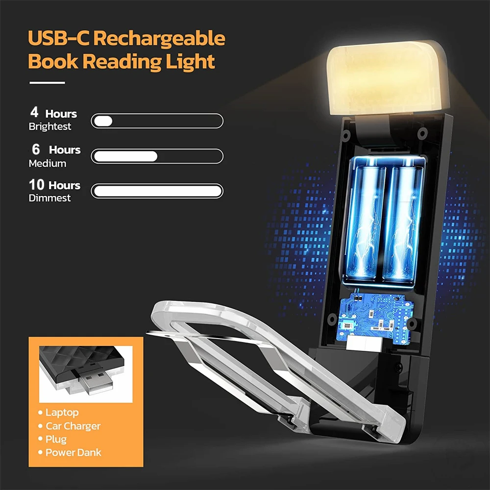 LED light night light mini night light book light mini led light USB rechargeable portable bookmark reading light brightness adjustable