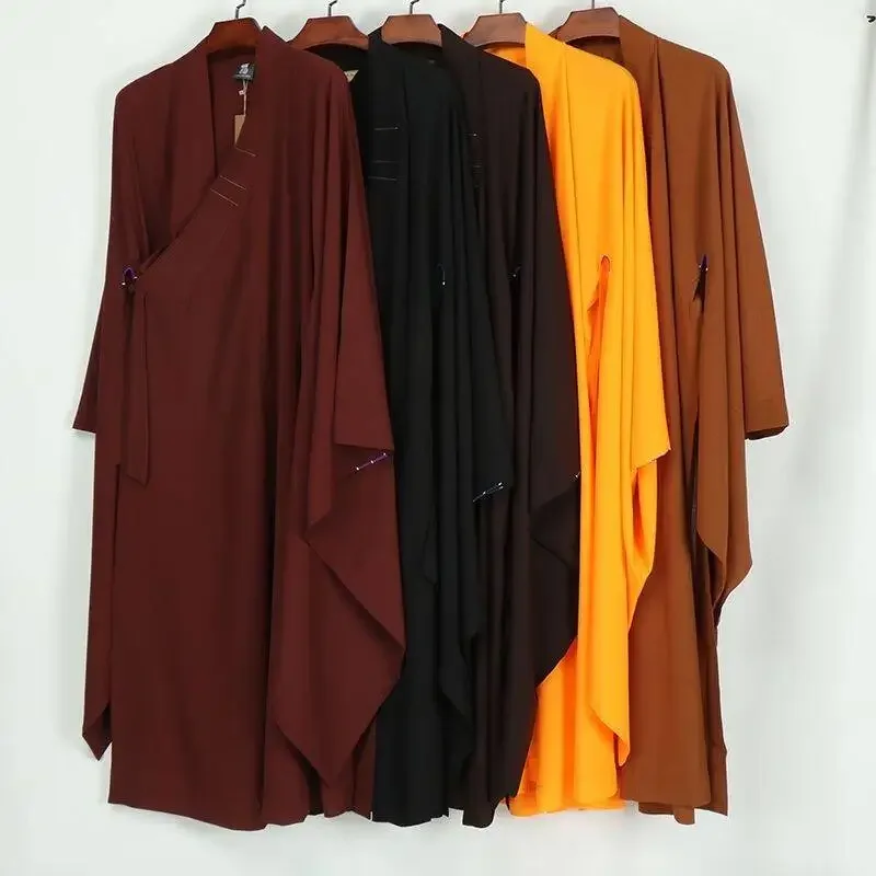 Monk Costume Buddhist Chinese Traditional Clothings Meditation Zen Shaolin Hanfu Suit Taoism Tibetan Clothes Monk Robe Kung Fu
