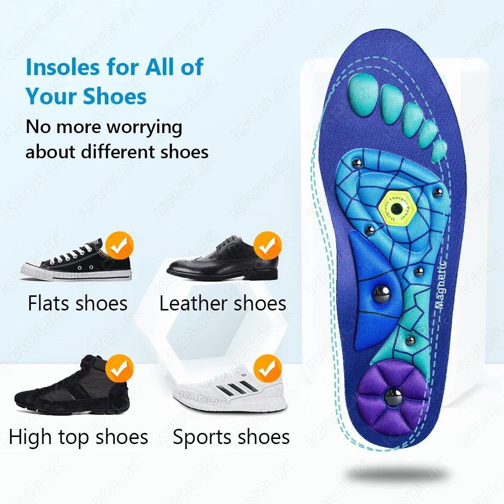 Plantillas magnéticas de soporte para arco de acupresión, masaje para aliviar el dolor en el pie, plantillas adelgazantes magnéticas, mejorar la circulación sanguínea 5