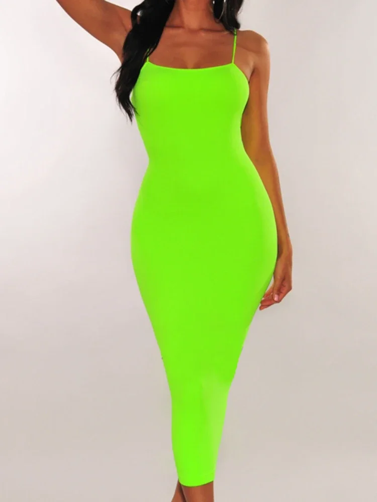 섹시한 랩 가슴 Girdling 허리 긴 Bodycon 드레스 여성 스파게티 스트랩 솔리드 컬러 스키니 드레스 우아한 클럽 파티 Vestidos
