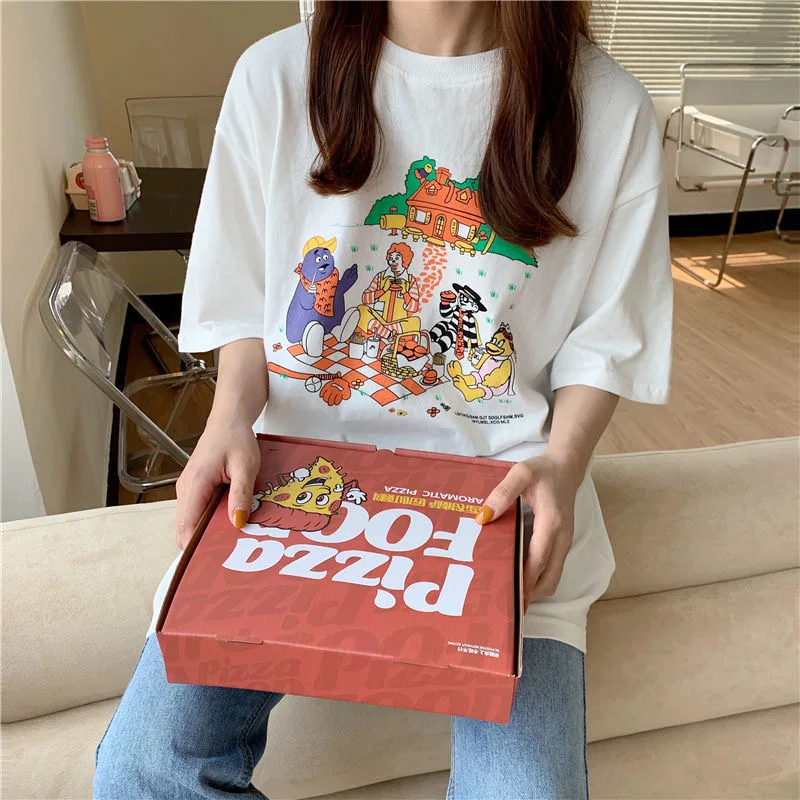 Camiseta con estampado Kawaii de dibujos animados para mujer, ropa de calle informal Ulzzang de algodón con gráfico divertido, moda coreana, 6021