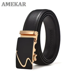 Fashion Brand Leather Belt Business Trouser Strap Pant Ceinture Homme Cowskin Automatic Buckle Cowhide Men Belts