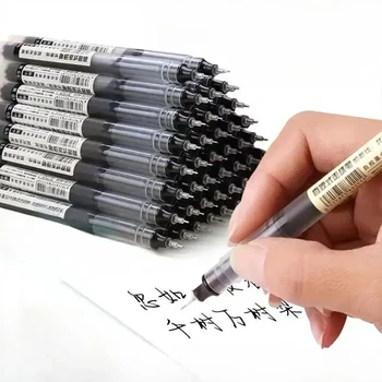 10pcs Quick Drying Straight Liquid Gel Pen, Large Capacity 0.5mm Black Blue Red Ink for Writing School Office Stationery Supplies 1