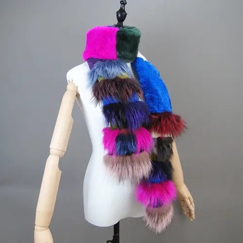 New Natural Soft Knitted Rex Rabbit Fur Scarf Women Winter Long Style Real Fur Muffler Lady Warm 100% Genuine Fox Fur Scarves - Image 5