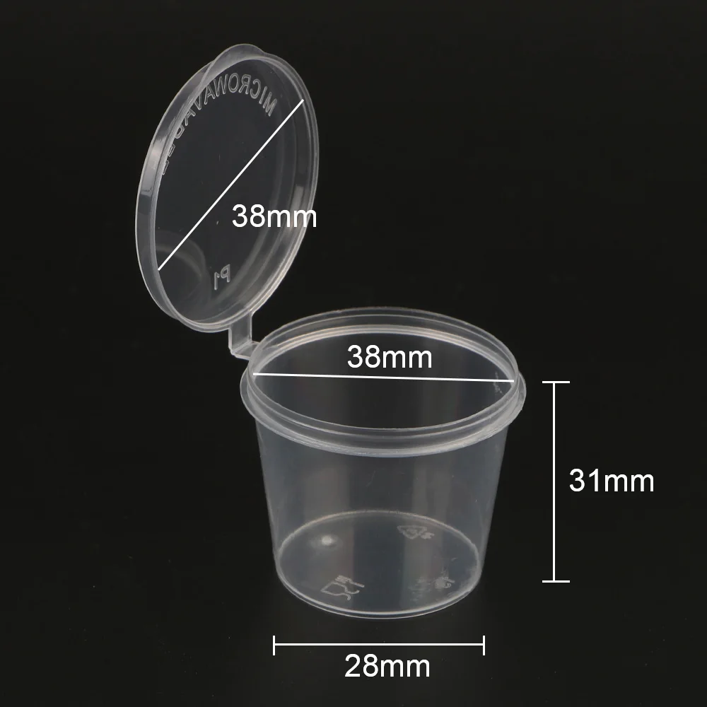 100Pcs/300Pcs Chutney Chili Sauce Cups Plastic Clear Food Small Sauce Container Box With Lids Disposable Pot