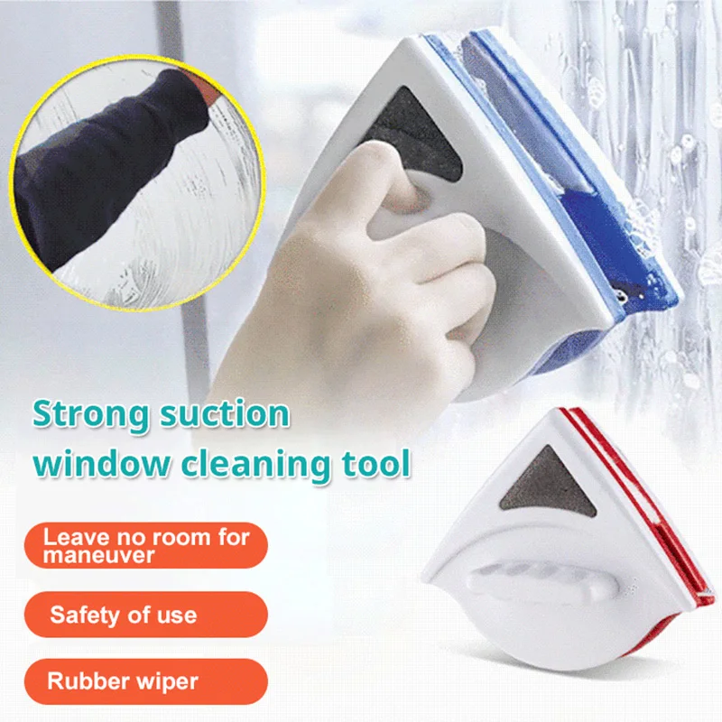 Magnetic Window Cleaner Brush Double Sided Glass Cleaning Tool with Strong Magnet for Home and High-Rise Window Cleaning