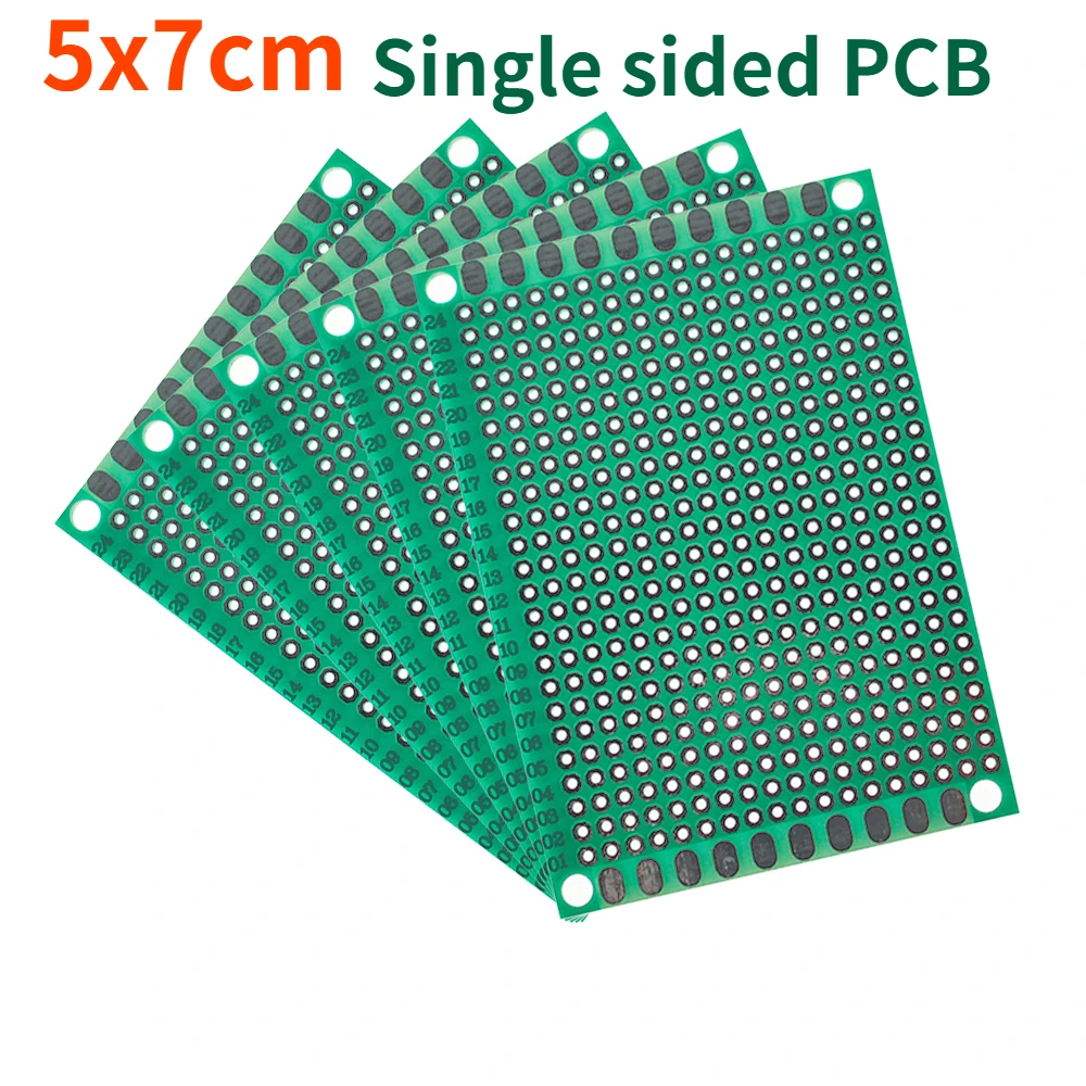 범용 인쇄 회로 PCB 보드 프로토보드, 단면 프로토타입 DIY, 아두이노 실험용, 5x7cm, 로트 당 10 개