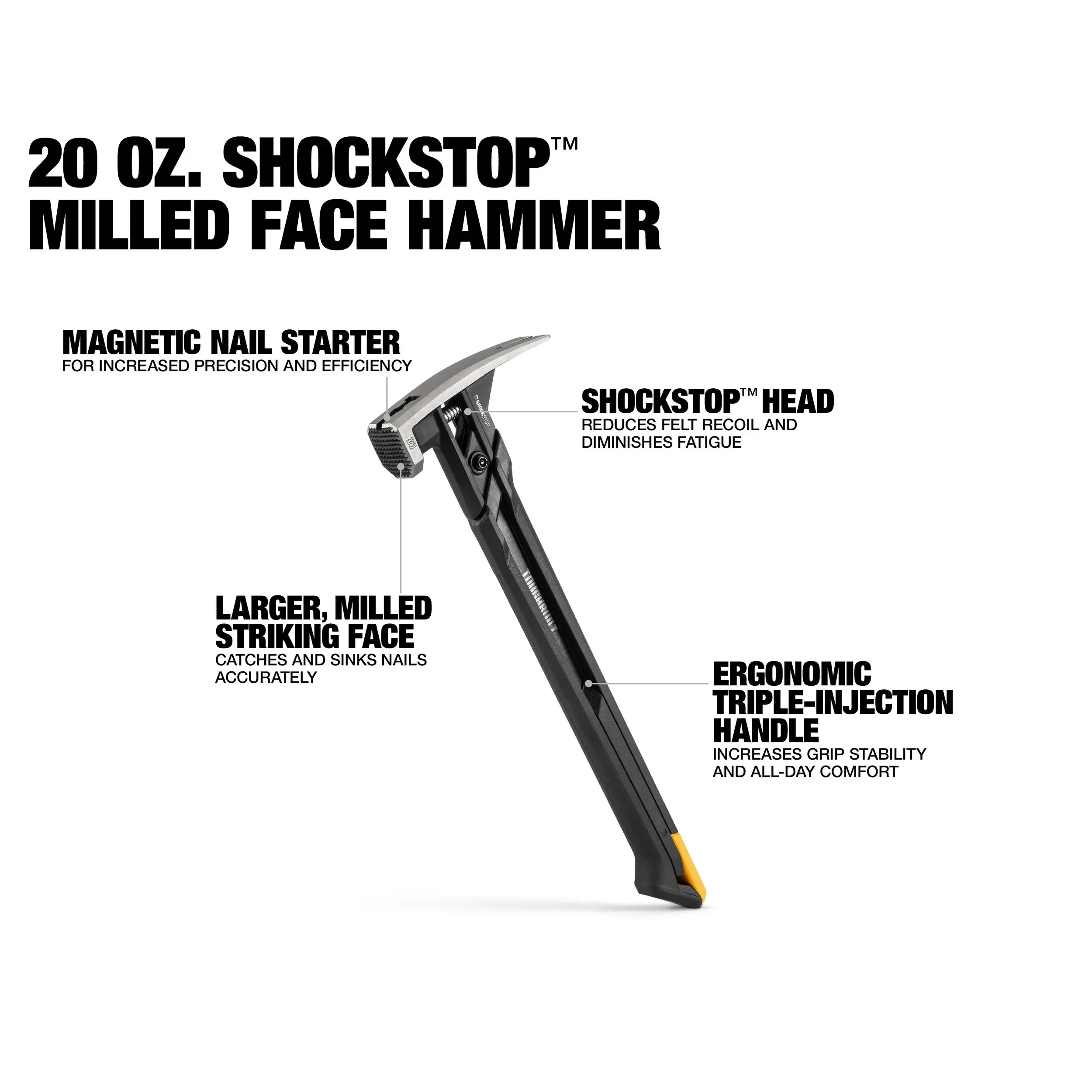 TOUGHBUILT TB-H1-1SBR-S20X/TB-H1-1SBR-S24X 20 OZ. 24 OZ. ShockStop Steel Rip Hammer Milled Face Hand Tools 3