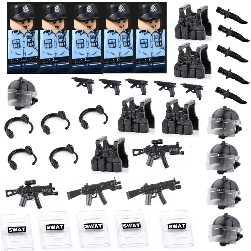 Militare Hong Kong Ptu Ctru Police Moc Guns Building Blocks City Diy Playmobil Armi Modern Swat Mini Parts Brick Figures Toys