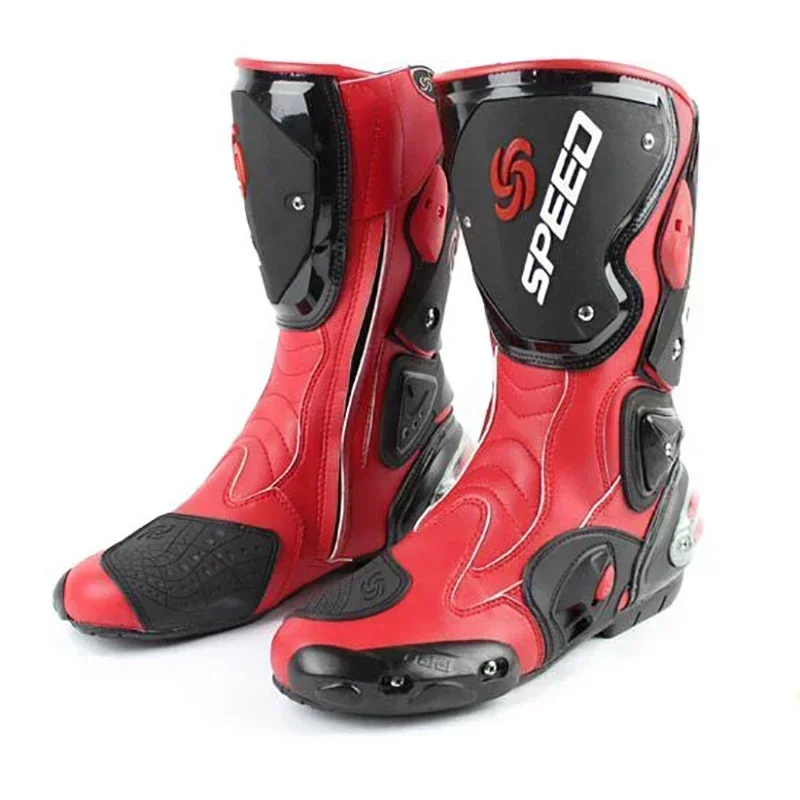 SPEED Riding Tribe Motorcycle Boots Professiona Biker Shoes Motorcycle Protective Gear Shift Microfibe Leather Boot Size 40-45