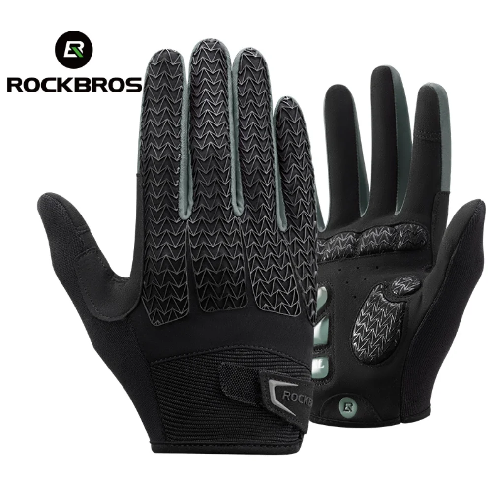 ROCKBROS Cycling Touch Screen Non-slip Gloves GET Liquid Silicone Palm Rest Full Finger Bicycle Glove Windproof Riding Equipment