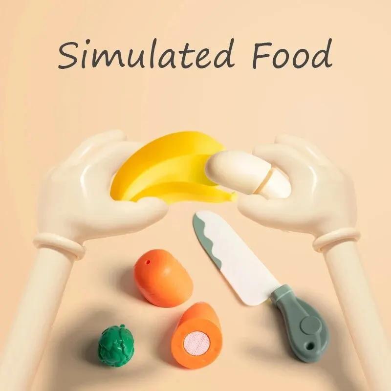 Children Pretend Play Cooking Toy Simulation Food Fruit Vegetable Kitchen Toy Montessori Educational Interactive Toy for Girls