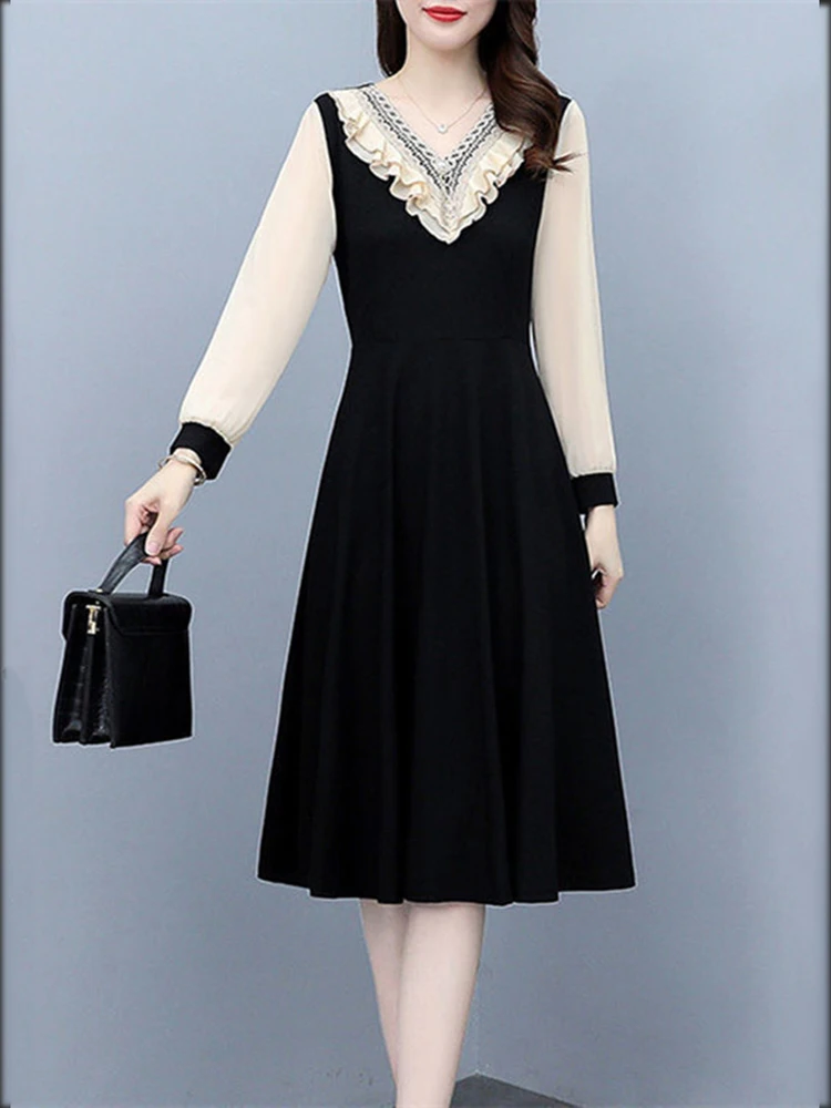 

Элегантное однобортное платье-рубашка, женское модное офисное платье-туника с длинными рукавами и пуговицами, женское платье, 2023