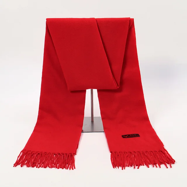Sciarpa di cashmere rosso tinta unita Scialli con nappe invernali Sciarpa cinese del festival di primavera Lady Involucri morbidi Sciarpe più calde Sciarpa di pashmina Mantello 5
