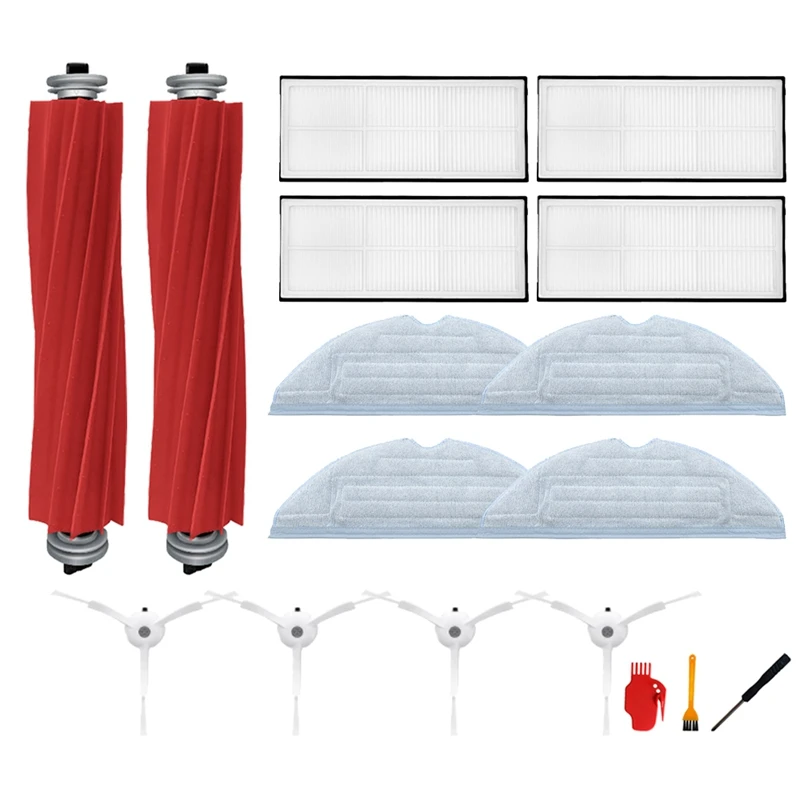 

Лидер продаж, 17 шт., роликовая основная щетка, Швабра, тканевая боковая щетка для робота-пылесоса Xiaomi Roborock T7S, T7plus, S7, фильтры, аксессуары