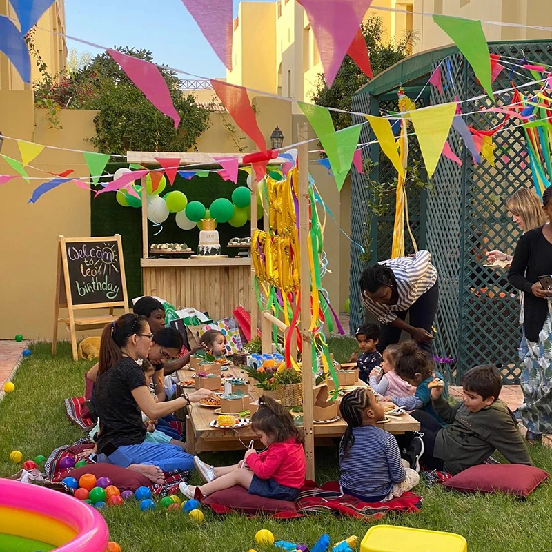 50M 100Flag Colorful Triangle Bunting Garland Kids Happy Birthday Party Decoration Wedding Baby Shower Outdoor Hanging Banner