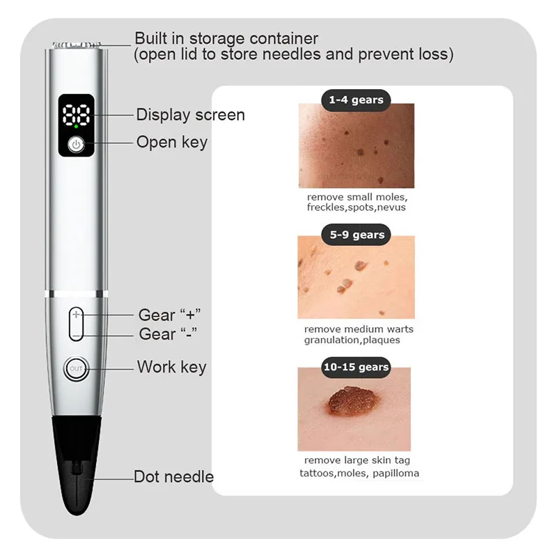 15 Level Plasma Pen Face Cleaner Freckle Black Dot Papilloma Warts Mole Pimples Blackhead Removal Beauty Skin Care Tool blackhead remover,skin tag removal tool,acne remover,skin tag removal pen