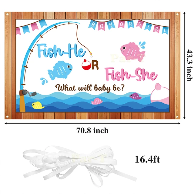 Gone Fishing Gender Reveal Poster Photo Backdrop Blue Boy Pink Girl Baby  Shower Party Background Decoration for Parent to Be - AliExpress