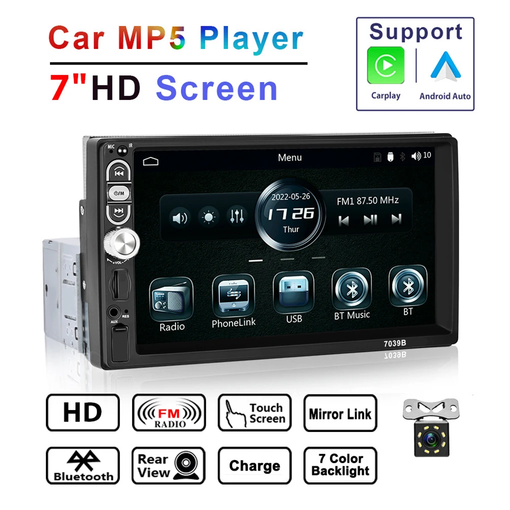 

Automotive MP5 Player Portable Detachable Bluetooth-compatible 4 0 USB Interface Hands-free Music Playing Radio Backlight