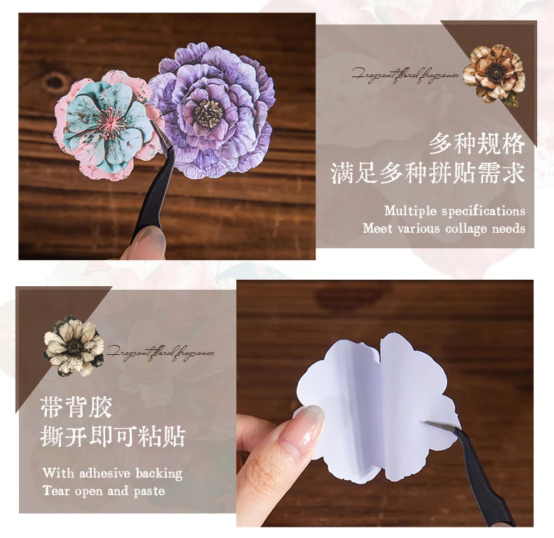 20 teile/paket Vintage Ins schöne Blumen Aufkleber dekorative Stick Etiketten Tagebuch Album handgemachtes Scrapbooking-Material – Detail 9