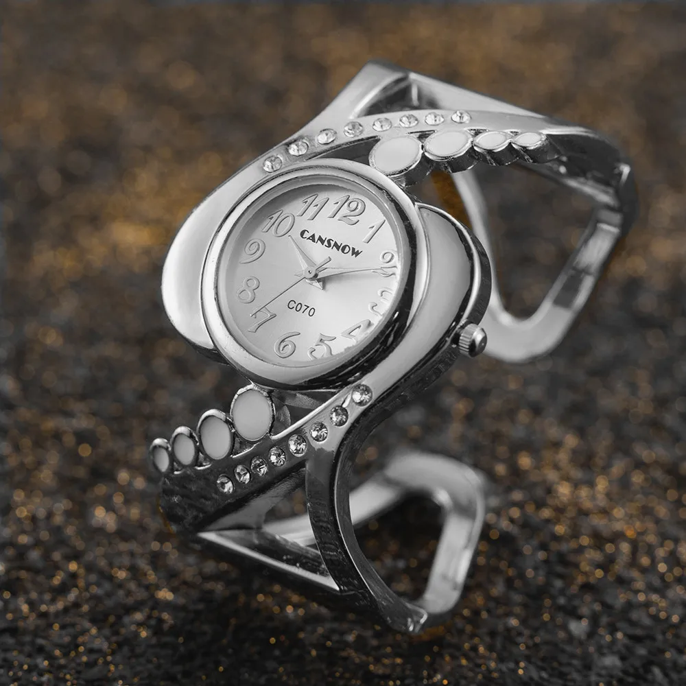 Rhinestone Silver Women Ladies Elegant Stainless Steel Watch Top Luxury Rhinestone Wristwatch Women Stainless Steel Dress  main image 2