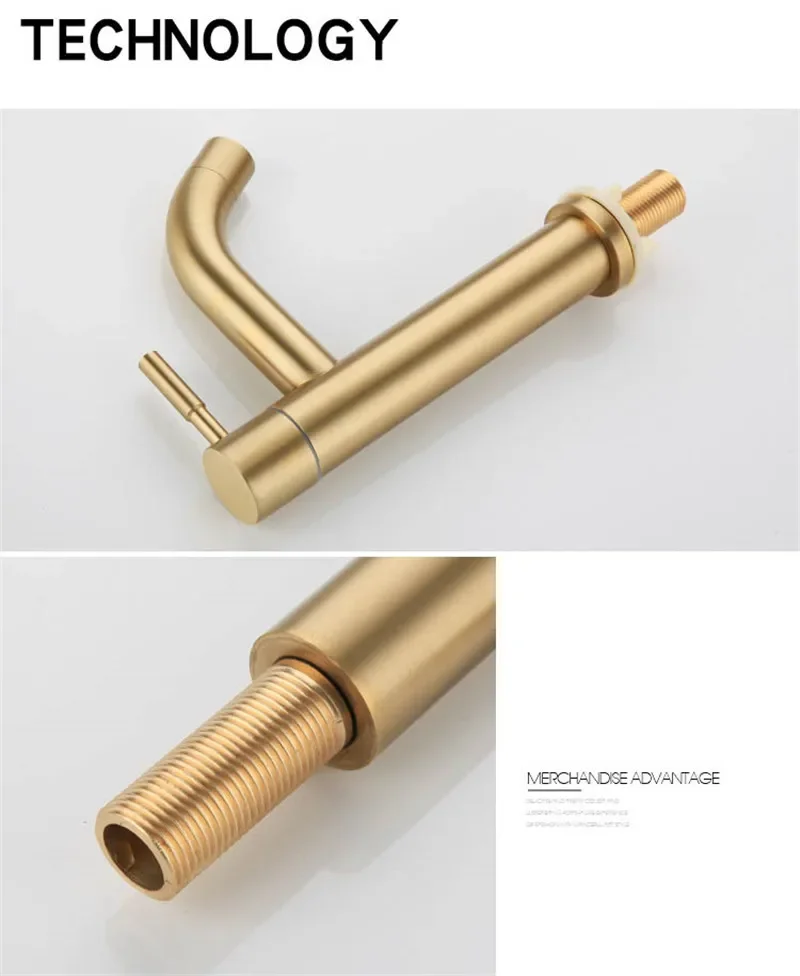 Description Picture 5 of itemGolden Cold Water Tap Stainless Steel Faucet Cold Water Bathroom Washbasin Faucet Tap Kitchen Bathroom Accessories High Quality