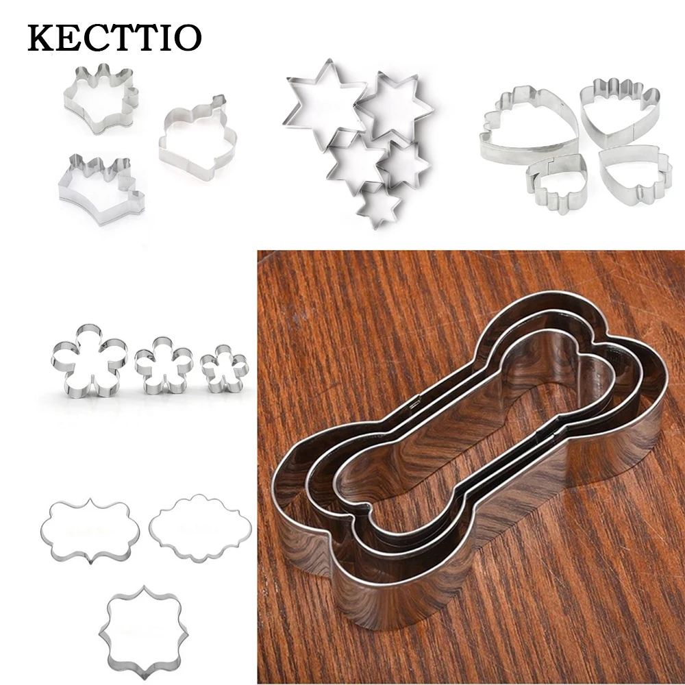 3x Kitchen Stainless Steel Dog Bone Cookie Cutter Biscuit Fondant Pastry Baking Tool Cake Sugarcraft Decorating Mold