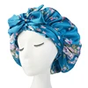 Soft Silky Print Satin Bonnet for Women Large Nightcap with Long Satin Ribbon Tie Band Bonnet Adjustable Wide Band Head Wrap Hat 1