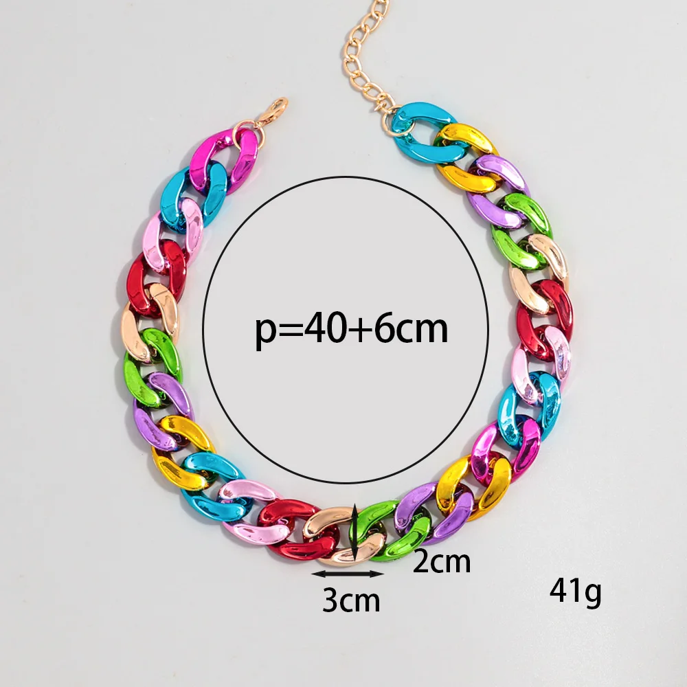 Nuove collane girocollo a catena in acrilico di colore metallizzato per le donne Gioielli Y2K con collare a maglie vintage unisex  36