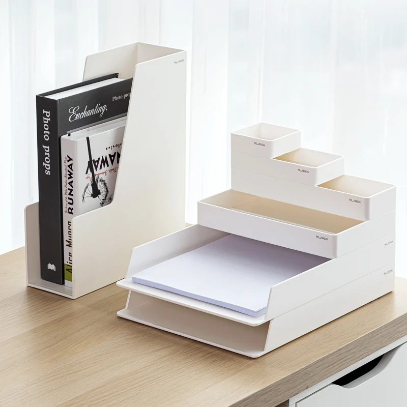 Deli NS001 Desk Organizer Set File Cabinet Documents Box Multi-storey Desktop Office Stationery Collection Set