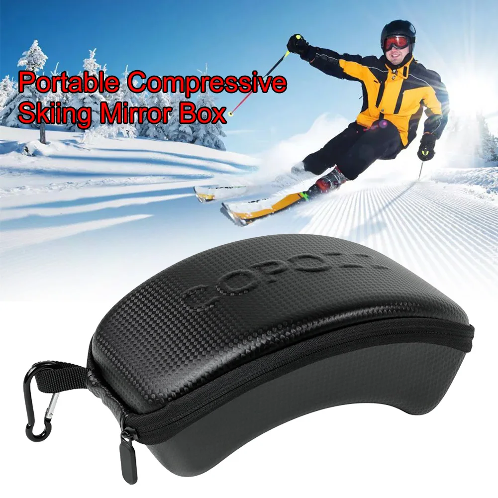 

С крючком, легкие портативные очки на молнии для сноуборда и лыж, противоударные Спортивные твердые зимние однотонные очки из искусственной кожи
