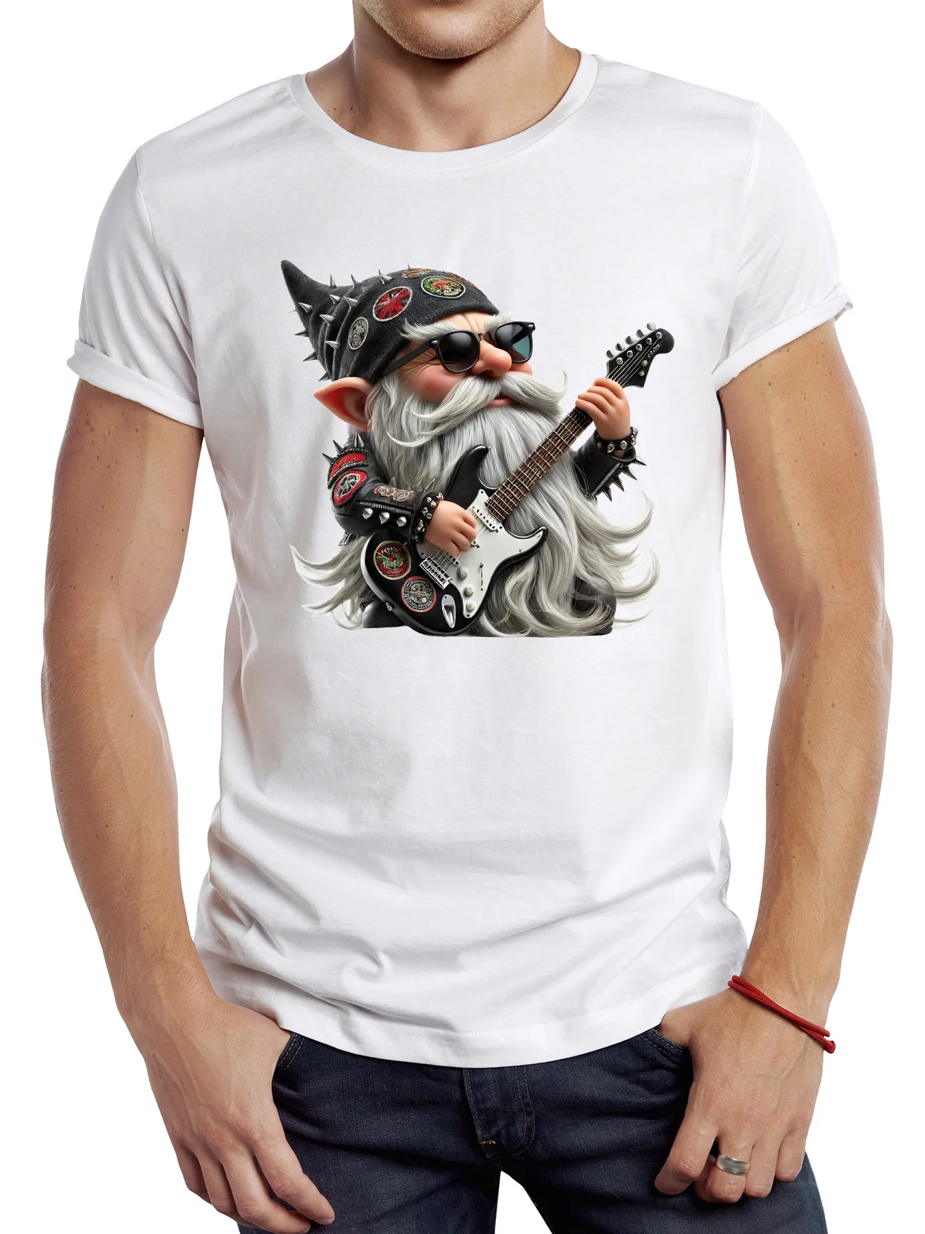TEEHUB Lustige Cool Rock Gedruckt T-shirt Grafik Casual Mann T Shirt Gnome Spielen Gitarre Streetwear Hipster Hip Hop Lose Frauen Tees – Detail 4
