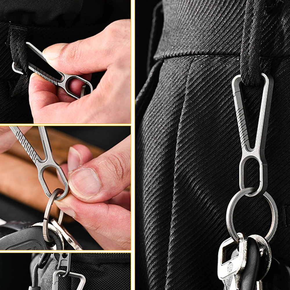 Creative Titanium Alloy Belt Buckle Keychain Outdoor Tool EDC Men's Waist Hanging Personalised Keychain