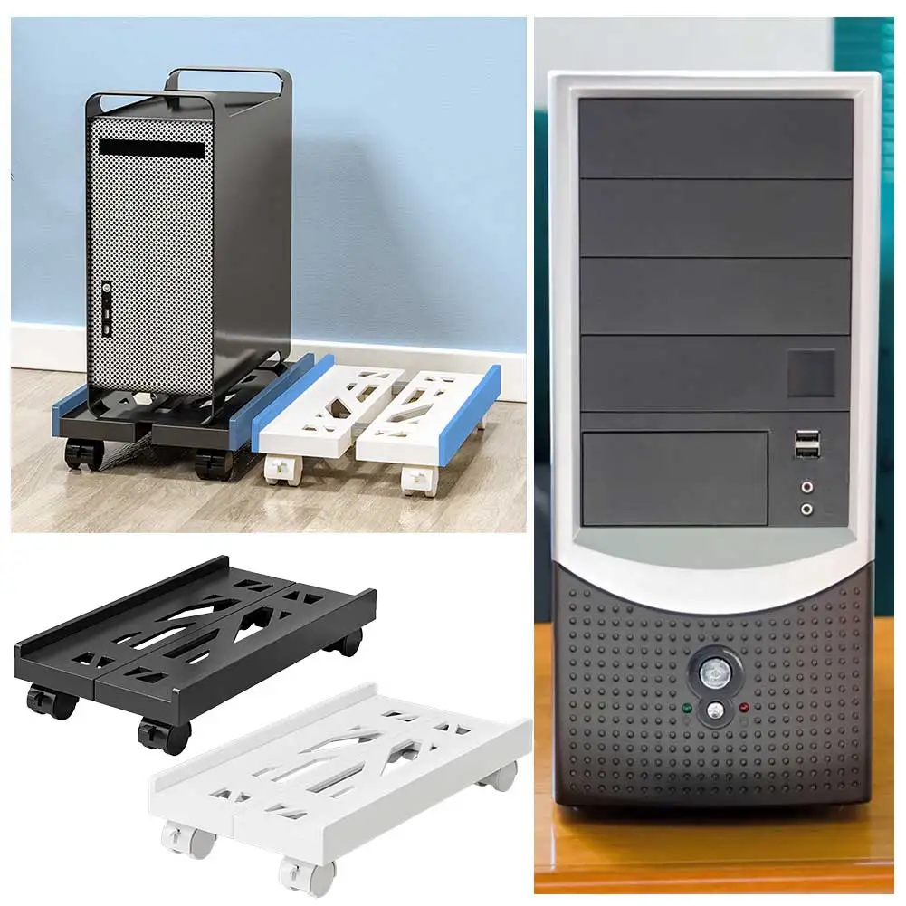 Computer Tower Stand Adjustable Mobile CPU Stand with 4 Rolling Caster Wheels Computer Mainframe Bracket for Most Desktop Towers