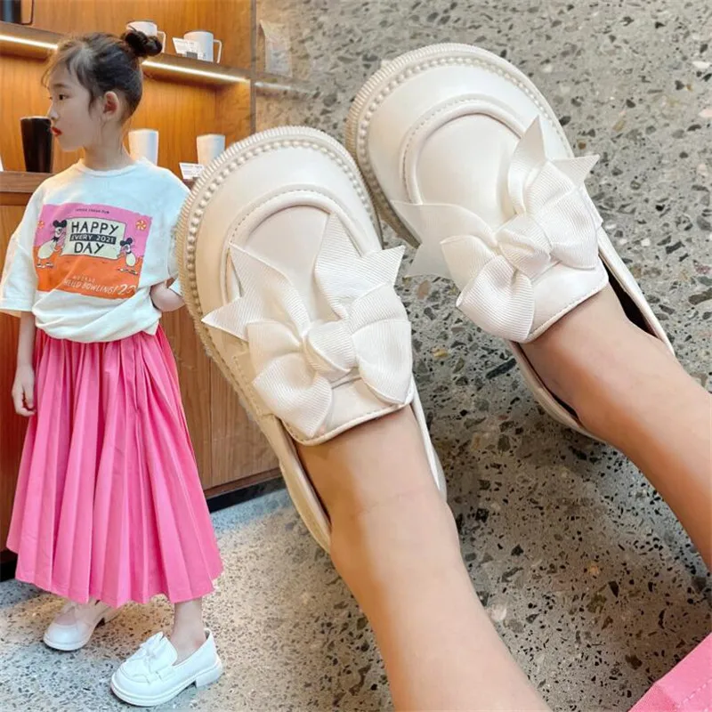 Girls English Style Leather Shoes Princess shoes kids Shallow Mouth Dress shoes