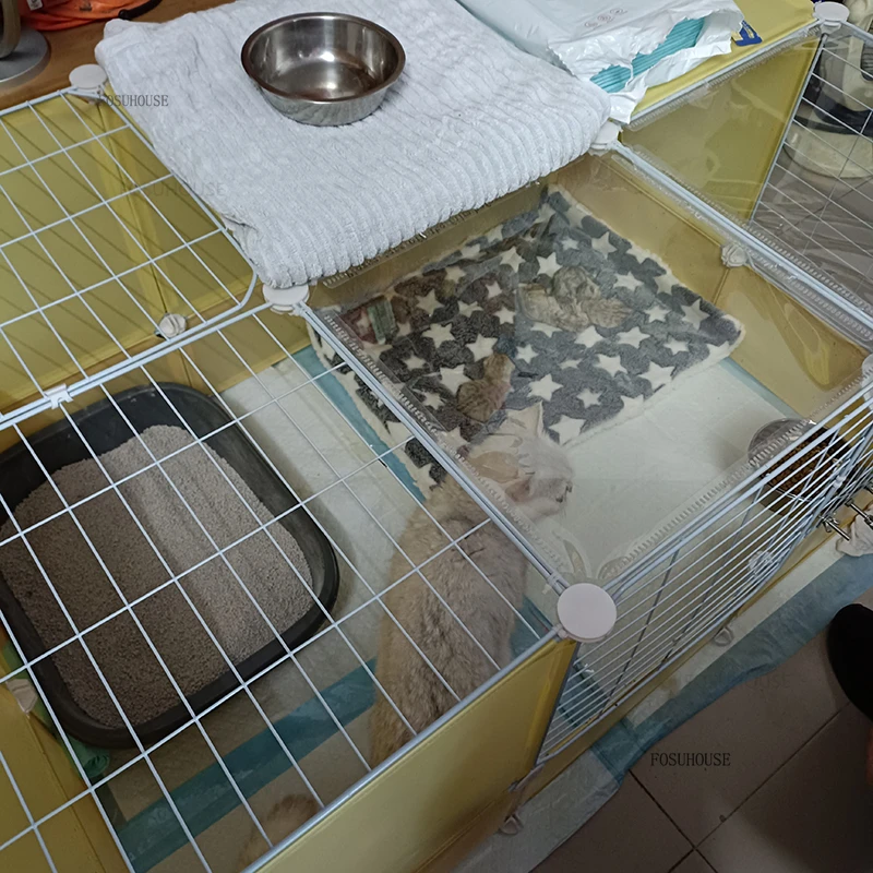 가정용 대형 고양이 케이지 (고양이 화장실 내장형) 야외 고양이 울타리 고급 철제 고양이 문 애완용품