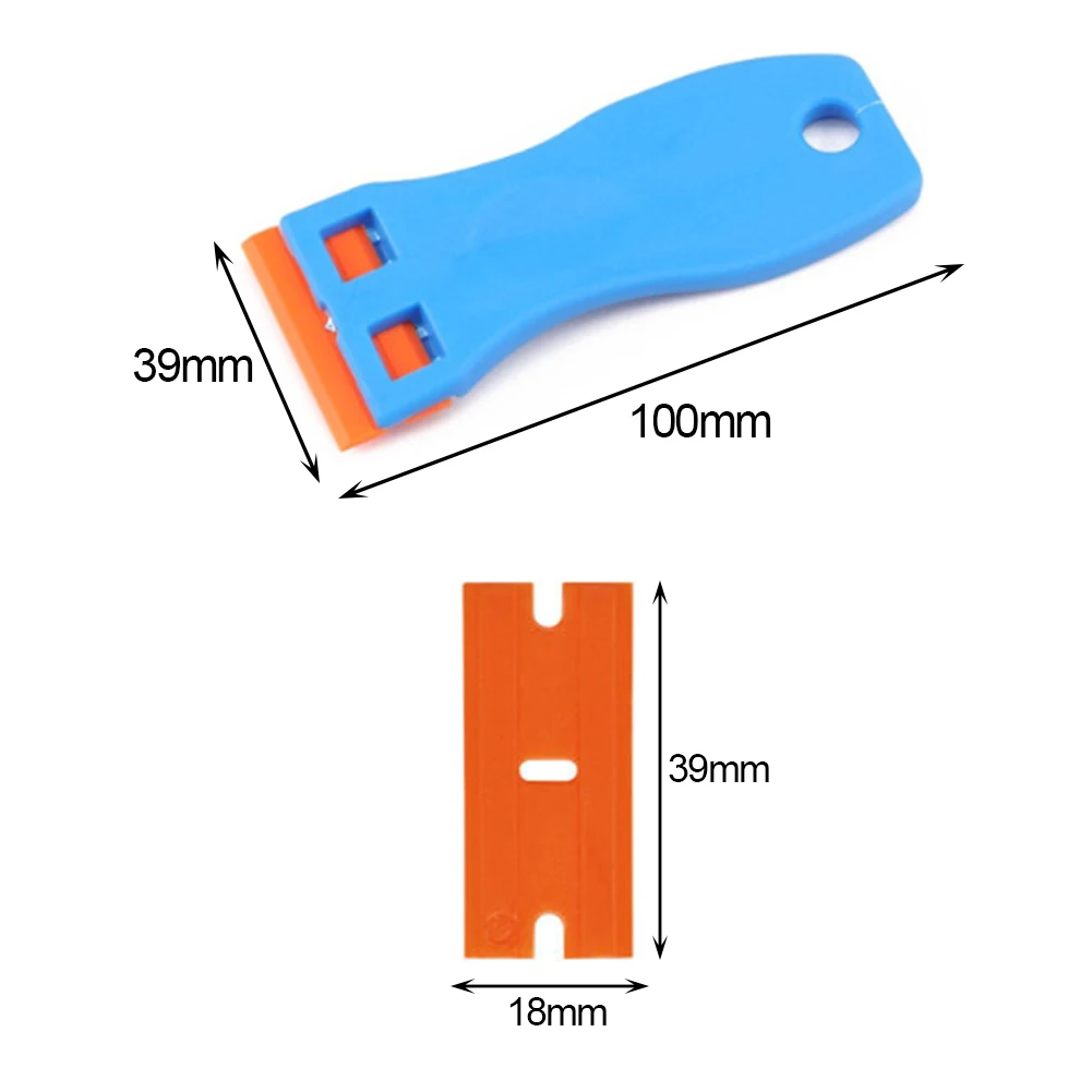 1.5 Plastic Razor Scraper With 10pcs Double Edged Plastic Blades For  Removing Car Labels Stickers Glue Decals On Glass Windows - AliExpress