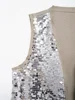 Zevity Women Euro V Neck Sequined Design Patchwork Vest Jacket Lady Sleeveless Open Stitching Casual Retro WaistCoat Tops CT6229 3