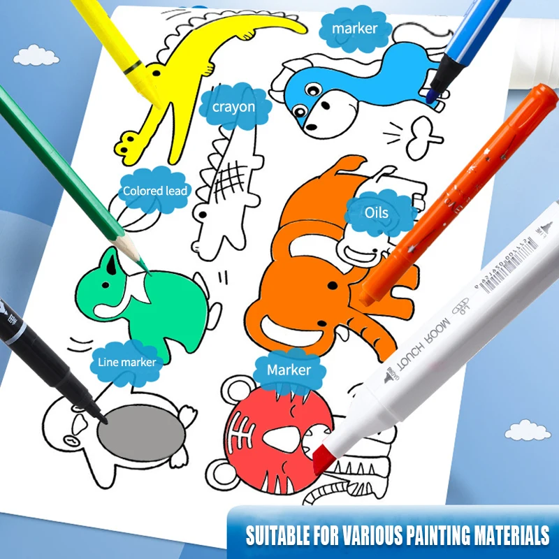 Children's Drawing Roll DIY Coloring Paper Roll Color Filling Paper Graffiti Scroll Paper-cut for Kids Painting Educational Toys 4