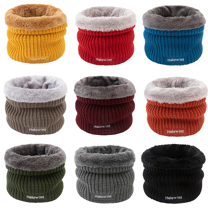 

Neck Warmer Circle Scarf Winter Snood Neck Scarves Ski Face Mask Fleece Lined Ring Ski Climbing Muffler Letter Solid Neck Gaiter