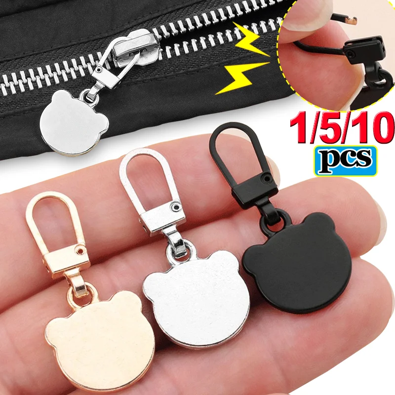 1/10 Pz Staccabile Orso Cerniera Tirare Di Ricambio Cerniera Puller Leva Serrature Giù Pantaloni Vestito Bagagli Metallo Cerniera Testa Kit Di Riparaz