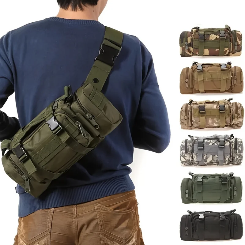 Nylon Outdoor Crossbody Bag Climbing Hiking Camping Shoulder Bag Zipper Bag