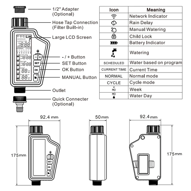 AVATTO Tuya WiFi Smart Watering Timer,Automatic Digital Garden Irrigation Controller work with Smart life APP Alexa Google home 6