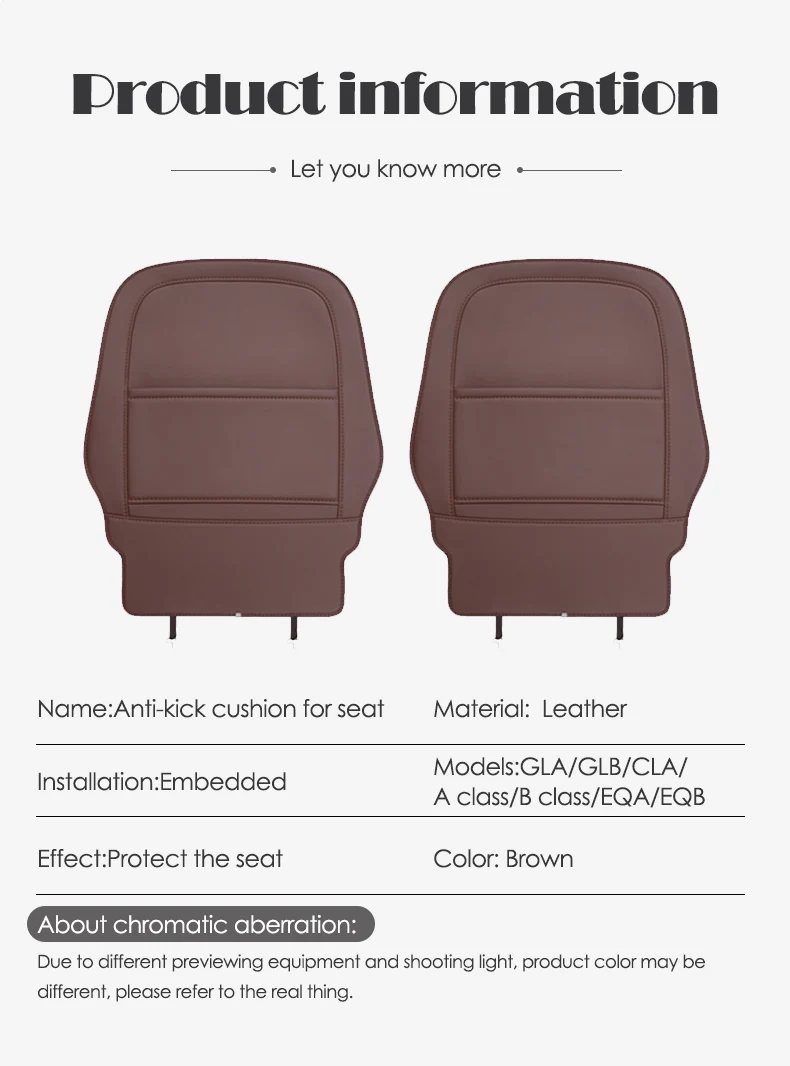 For Mercedes benz GLBA CLA EQAW117 C118 Seat protection A B class Anti-dirty pad Accessories Car interior Seat anti kick pad