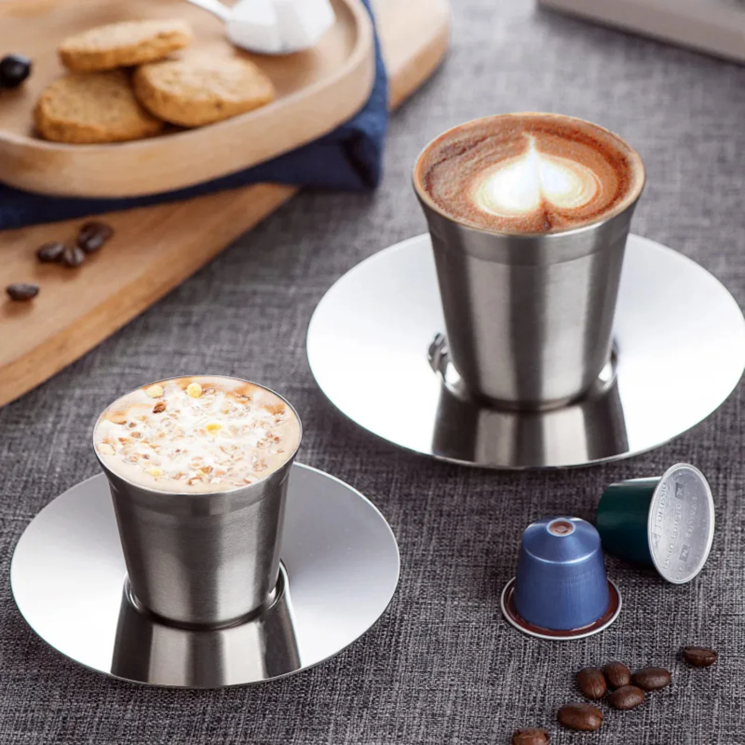 Cups Pixie Espresso Double Layer 304 Stainless Steel Thermo Capsule Mug Cold Water Beer Mug Double Coffee Milk Tea Cup