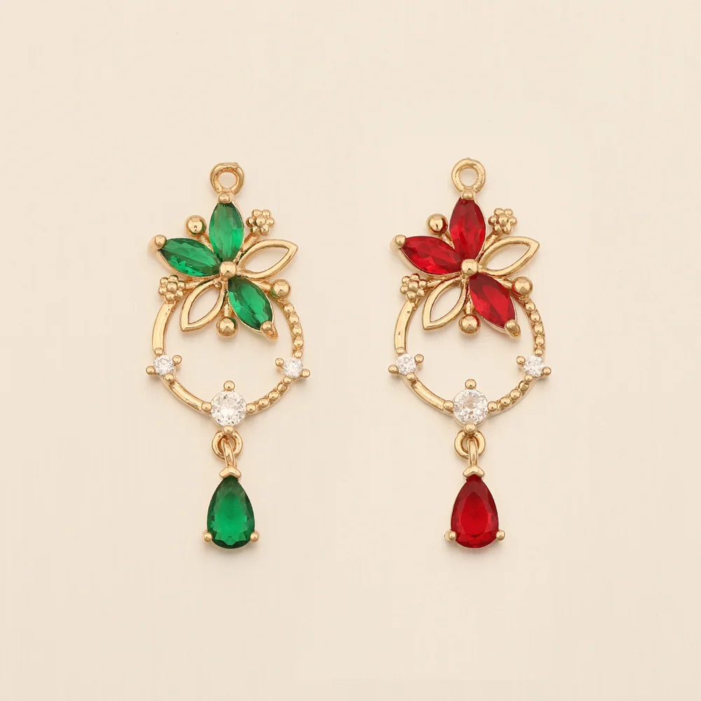 Cordial Design 14*33MM 50Pcs CZ Charms/Flower Shape/Hand Made/DIY Jewelry Parts/Jewelry Findings & Components/Rhinestone Pendant - cordial