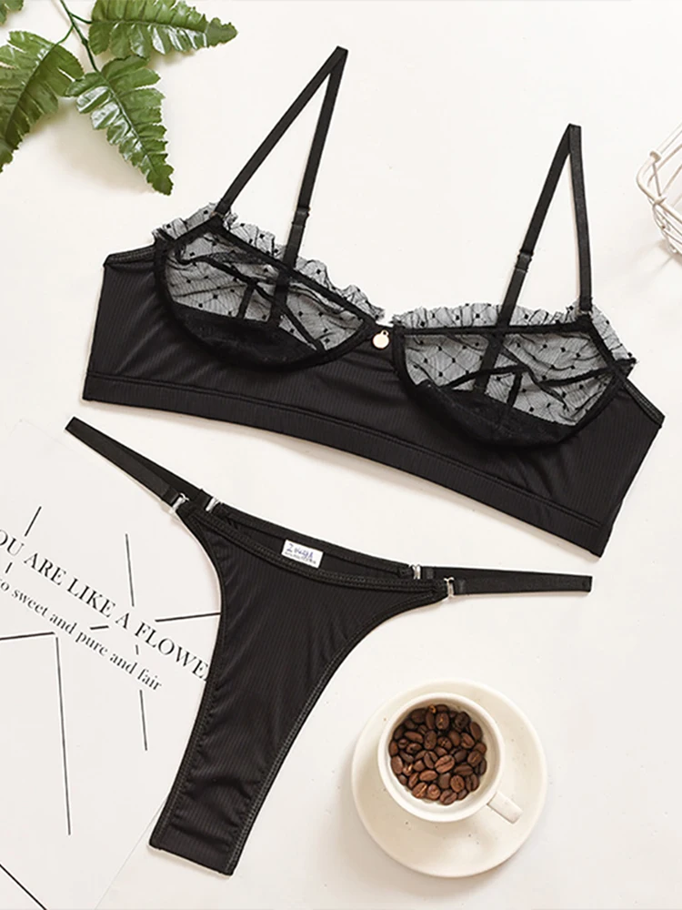

2023 кружевное нижнее белье с рюшами, сексуальное женское нижнее белье, прозрачные короткие комплекты для ухода за кожей, сексуальный кружевной бюстгальтер, короткие комплекты, эротическое интимное белье