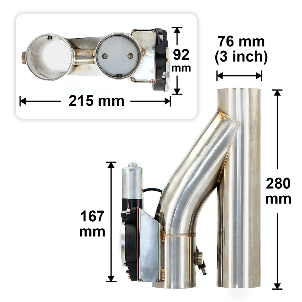 2 2.25 2.5 2.75 3 inch SS304 Heade Y Pipe cutout Electric Exhaust cutout Catback Down Pipe exhaust bypass valve remote button exhaust control valve exhaust pipe valve kit exhaust pipe valve